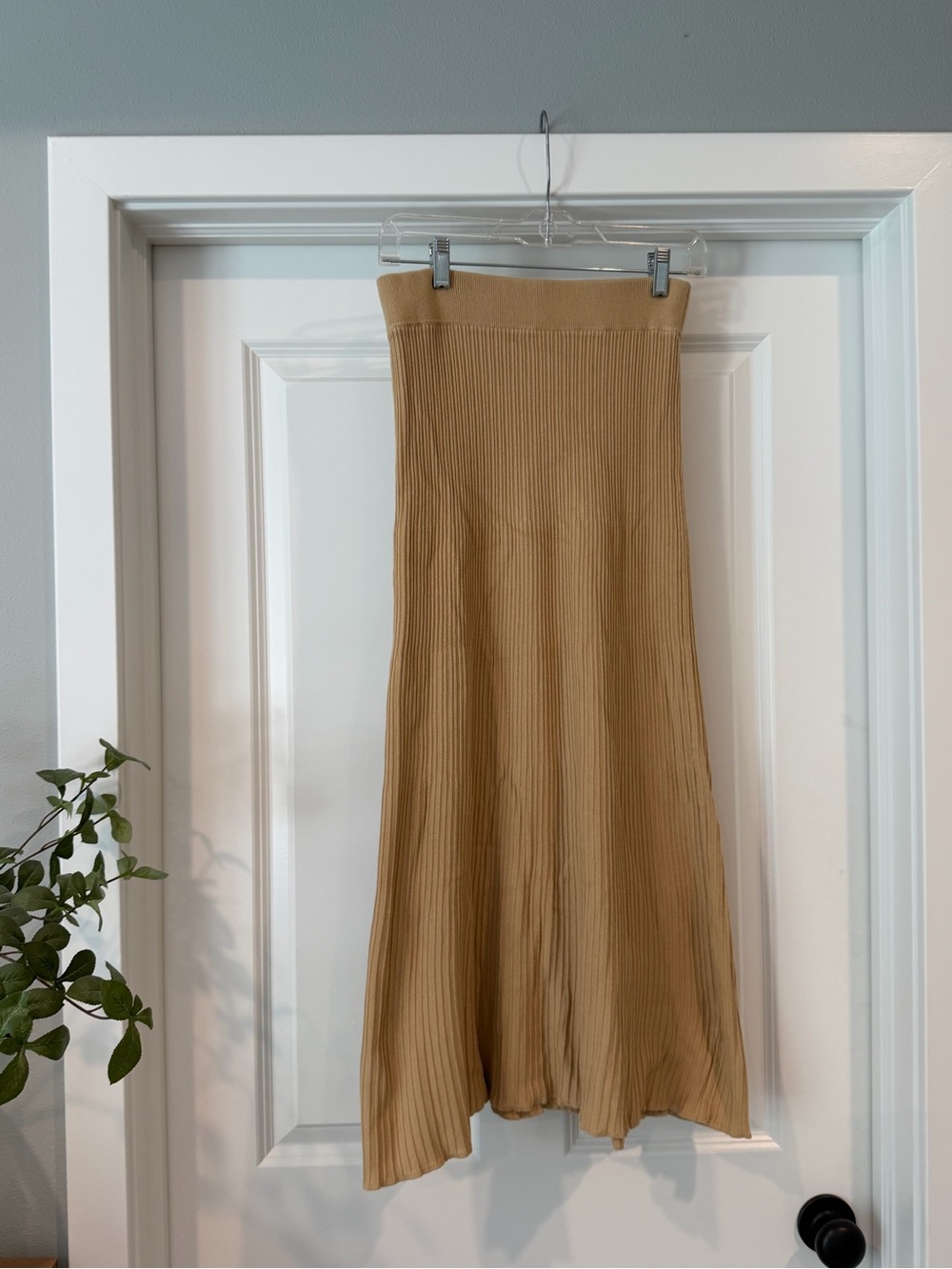 Free People Tan Ribbed Maxi Skirt